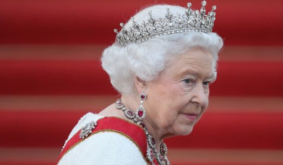 Queen Elizabeth II is seen arriving for the state banquet in her honour at Schloss Bellevue palace in Germany on June 24, 2015.