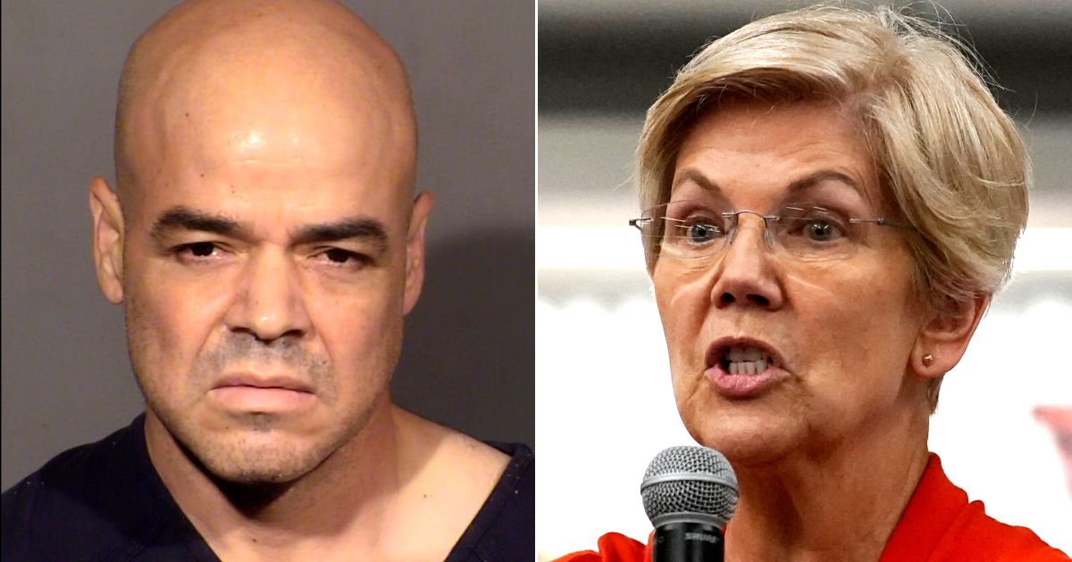 At left, Clark County, Nevada, Public Administrator Robert Telles was arrested Wednesday in the fatal stabbing of a Las Vegas Review-Journal reporter. At right, Democratic Sen. Elizabeth Warren of Massachusetts speaks during a town hall in Randolph on June 28.