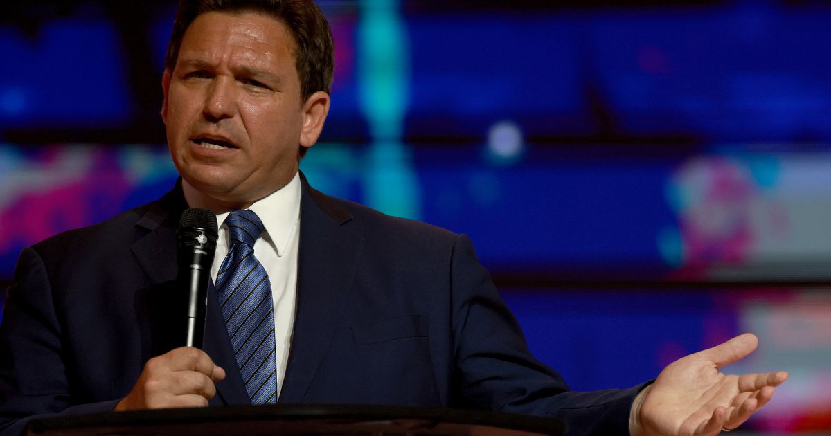Florida GOP Gov. Ron DeSantis speaks at the Turning Point USA Student Action Summit in Tampa, Florida, on July 22.