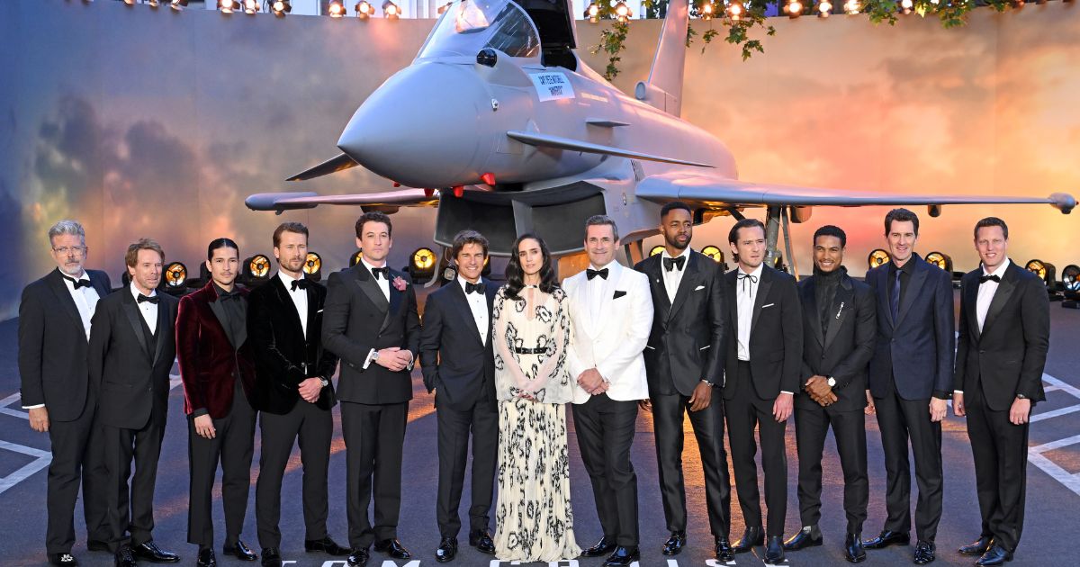 The cast of "Top Gun: Maverick" attends the U.K. premiere at Leicester Square on May 19 in London.