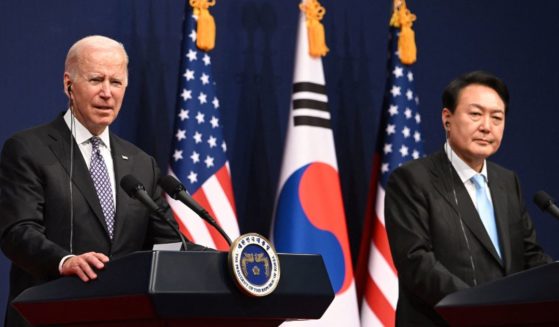 South Korean President Yoon Suk-yeol , right, and President Joe Biden are seen in a file photo from May.