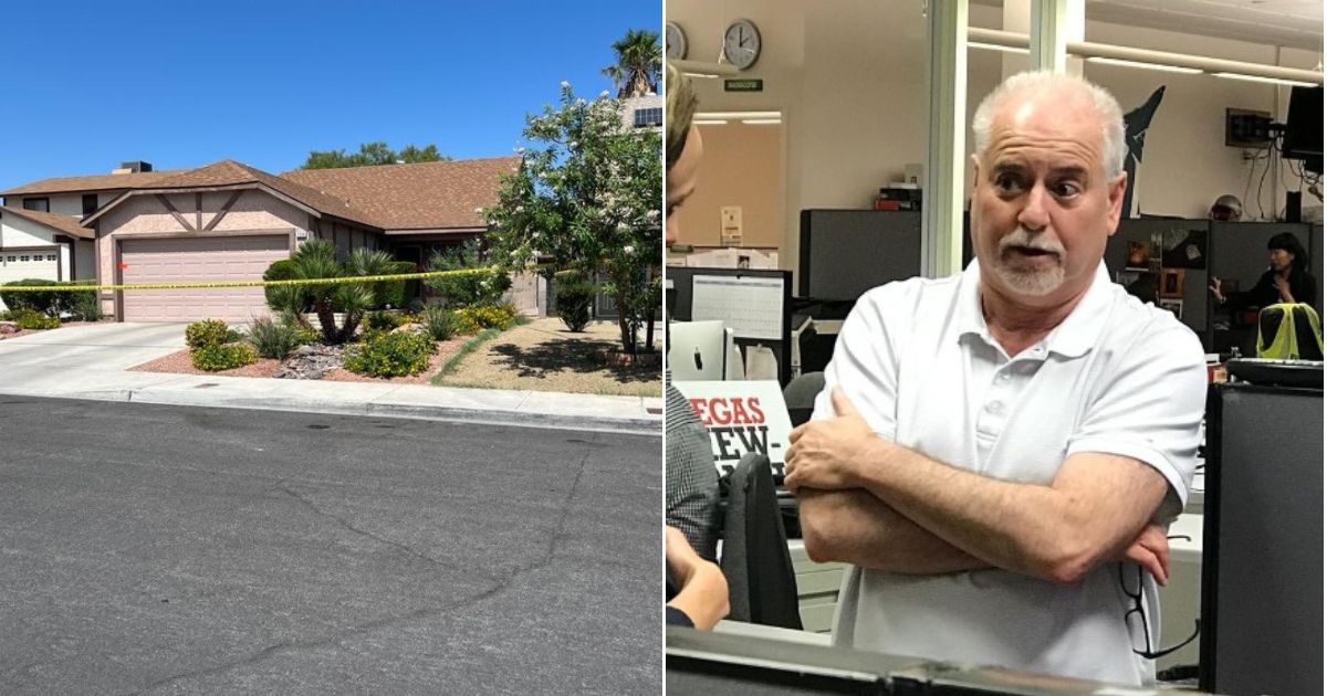 Las Vegas Review-Journal Jeff German, right, was found stabbed to death Saturday outside his home, left. (@KTNV / Twitter; @harrisonkeely / Twitter)Las Vegas Review-Journal Jeff German, right, was found stabbed to death Saturday outside his home, left.