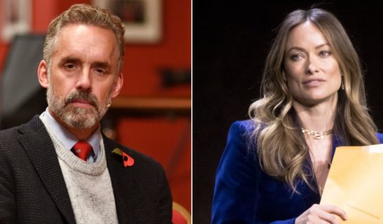 Author and clinical psychologist Jordan Peterson, left; actress/director Olivia Wilde, right.