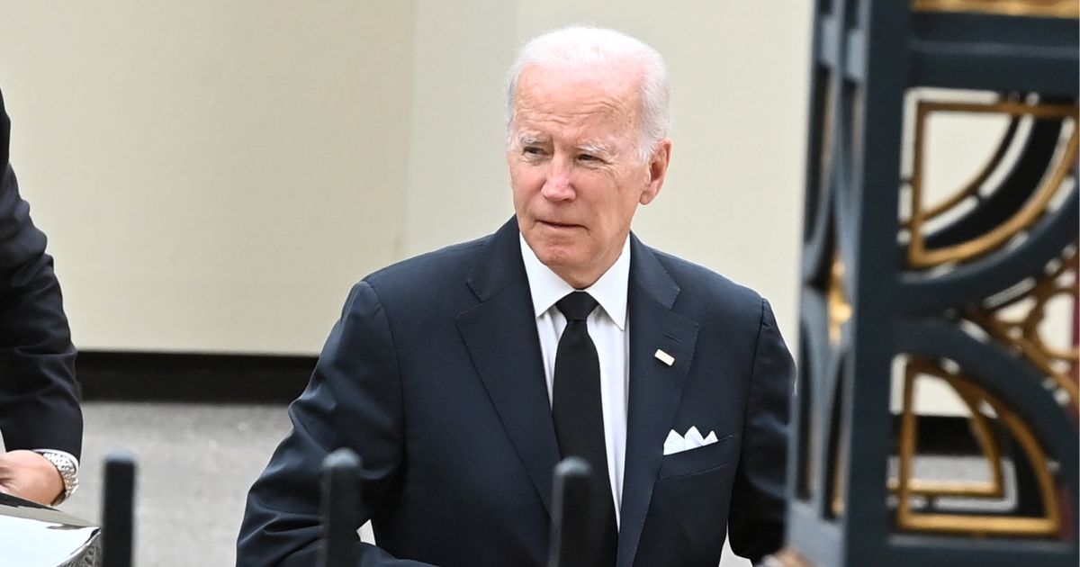 President Joe Biden, pictured Monday arriving at Queen Elizabeth II's funeral in London.