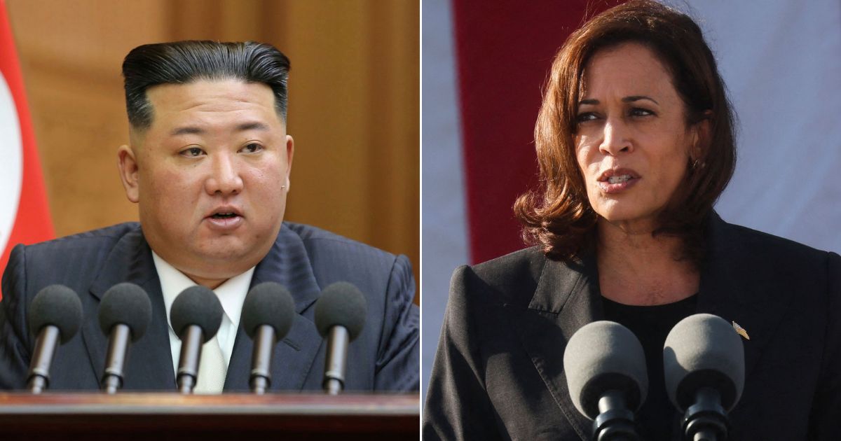North Korean leader Kim Jong Un, left; Vice President Kamala Harris, right.