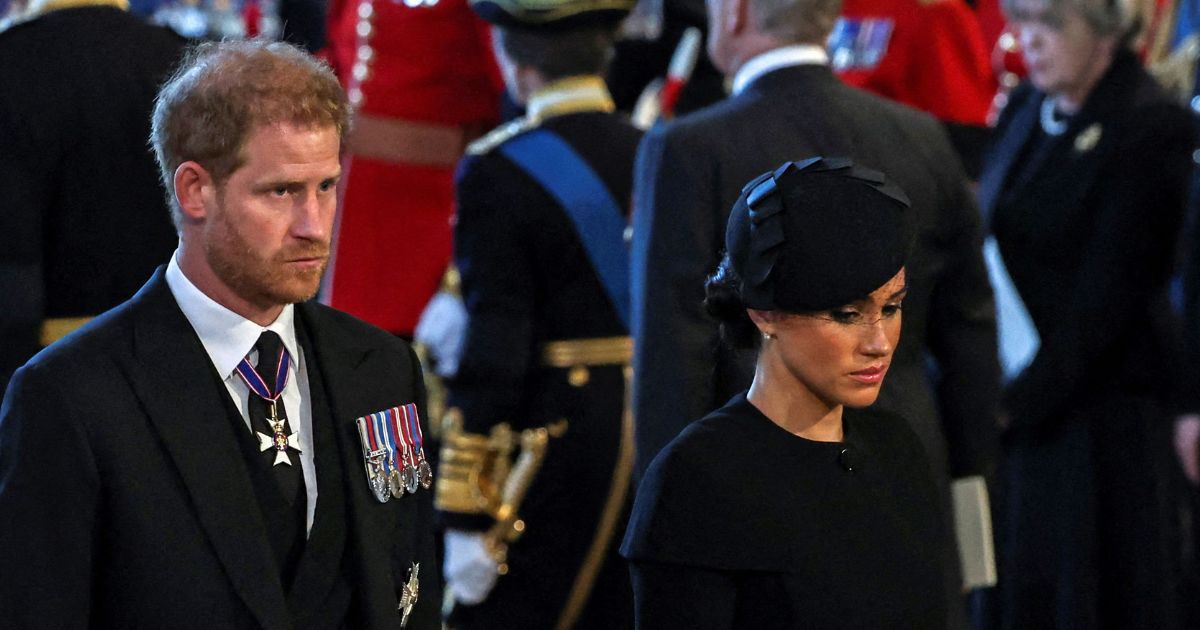 Harry and Meghan, the Duke and Duchess of Sussex, pictured at the funeral of Queen Elizabeth II.