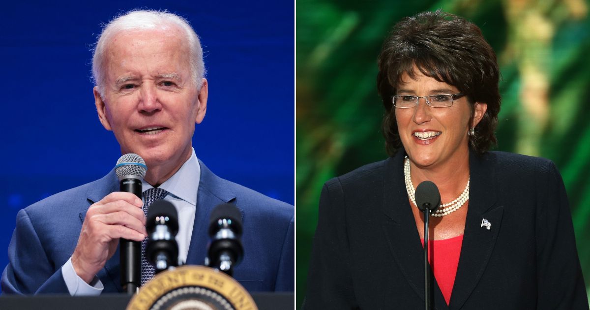 While giving a speech during the White House Conference on Hunger, Nutrition, and Health on Wednesday, President Joe Biden, left, asked where Rep. Jackie Walorski, right, was, though the congresswoman passed away in August.