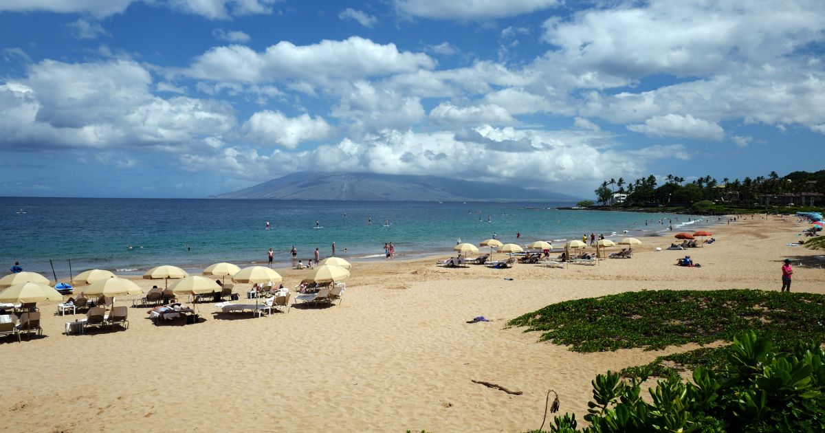 The above image is of Wailea beach in Wailea, Maui.