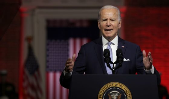 President Joe Biden delivers a prime time speech at Independence National Historical Park on Thursday in Philadelphia.