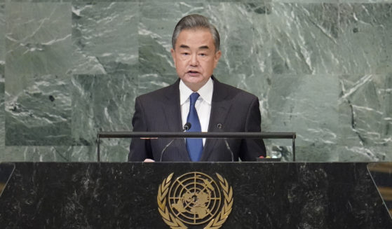 Chinese Foreign Minister Wang Yi addresses the United Nations General Assembly on Saturday in New York.