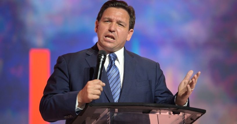 Florida's Republican Gov. Ron DeSantis addresses attendees during the Turning Point USA Student Action Summit on July 22 in Tampa, Florida.