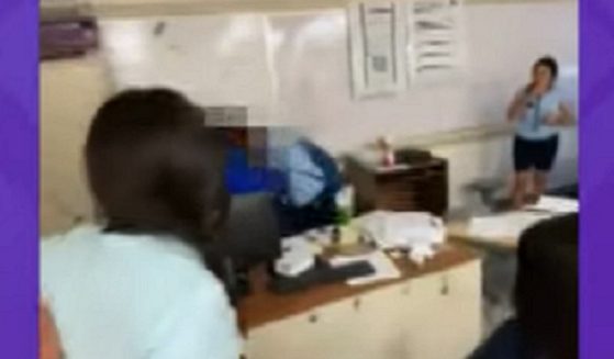 The scene from an attack on a teacher in a classroom in Texas.