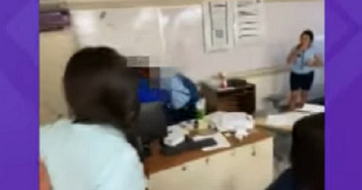 The scene from an attack on a teacher in a classroom in Texas.