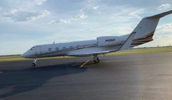 A Gulfstream jet allegedly used in a human smuggling plot in Texas.