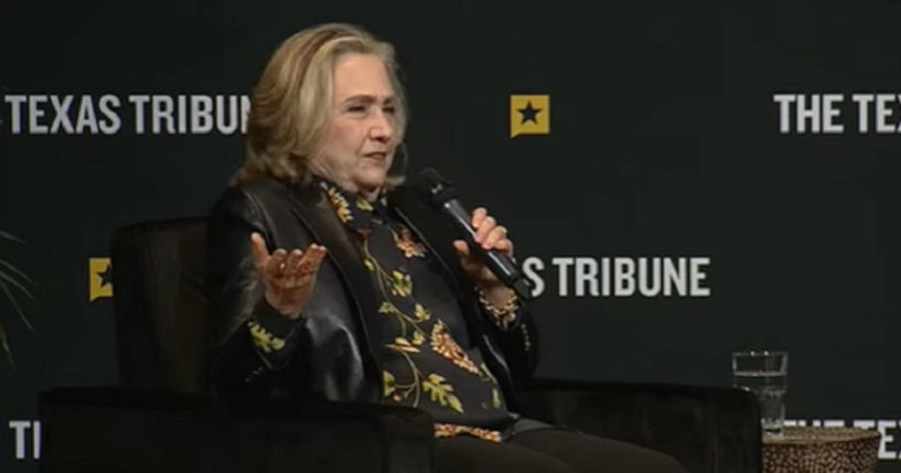 Former Secretary of State Hillary Clinton is interviewed Friday at The Texas Tribune Festival in Austin.