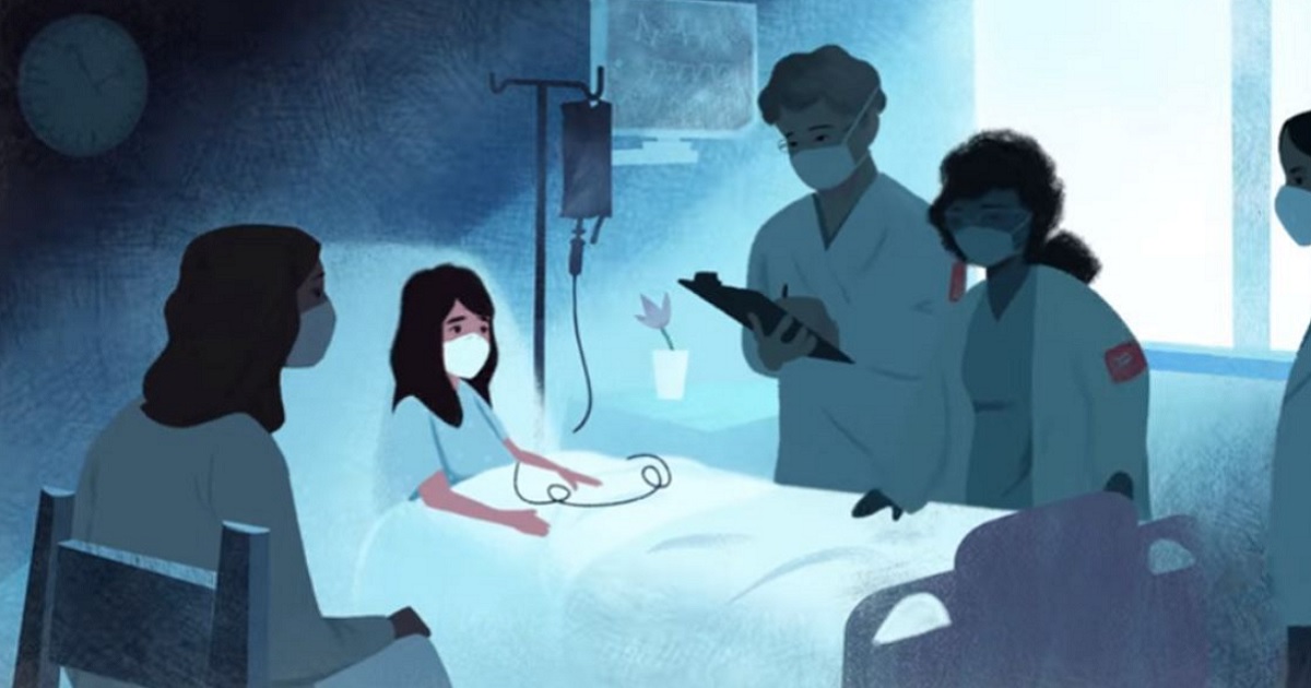 An animated advertisement for NewYork-Presbyterian Hospital's treatment for myocarditis.