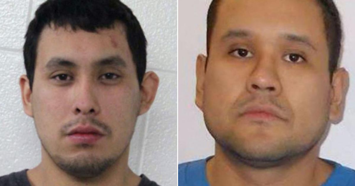 The above mug shots are of Damien Sanderson, left, and Myles Sanderson, right.