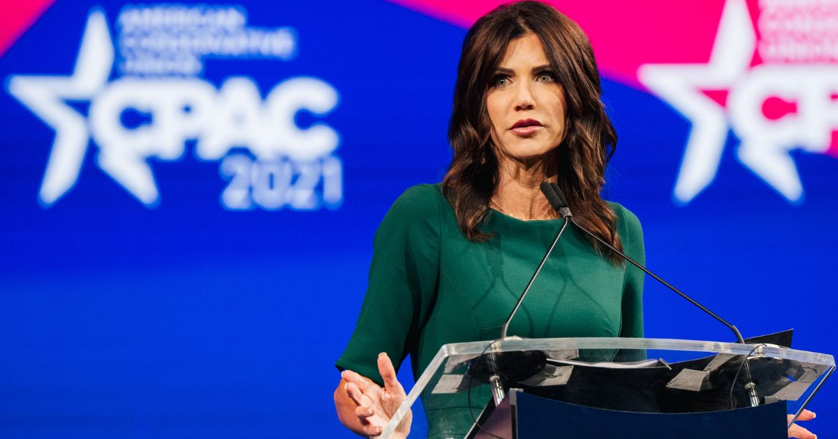 South Dakota Gov. Kristi Noem speaks during the Conservative Political Action Conference (CPAC) held at the Hilton Anatole on July 11, 2021, in Dallas.