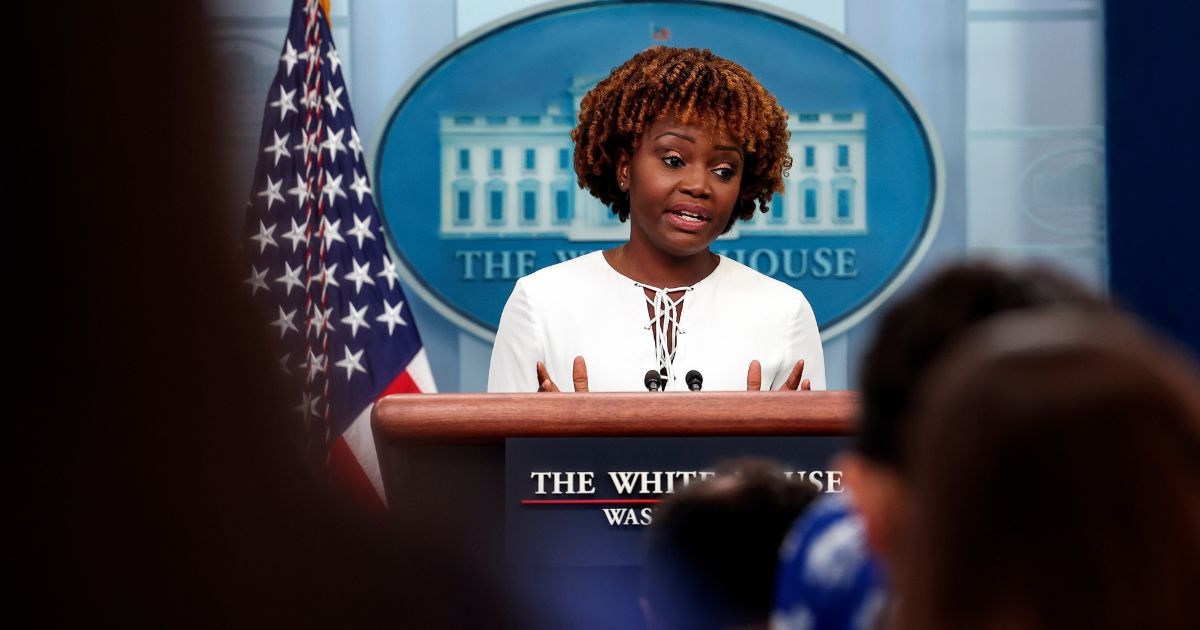 White House press secretary Karine Jean-Pierre speaks during the daily press briefing at the White House on Thursday in Washington, D.C.