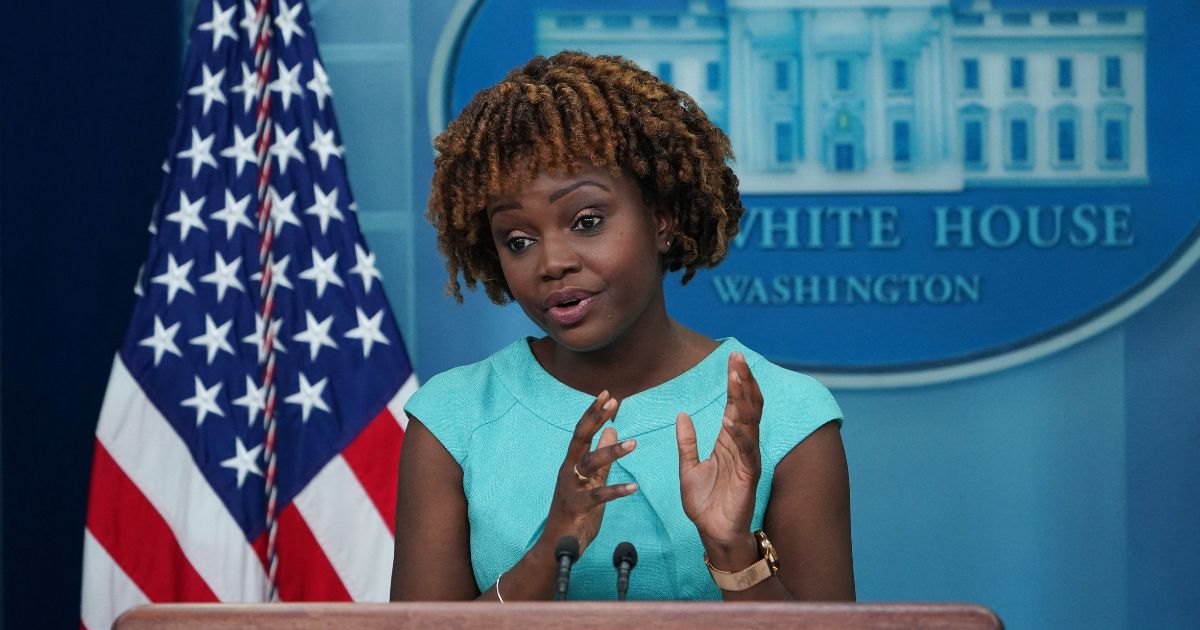 White House Press Secretary Karine Jean-Pierre speaks during the daily briefing on Tuesday.
