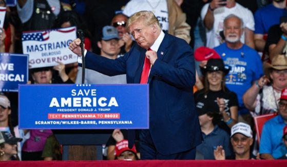 Former President Donald Trump speaks during a campaign rally in support of Doug Mastriano for Governor of Pennsylvania and Mehmet Oz for U.S. Senate at Mohegan Sun Arena in Wilkes-Barre, Pennsylvania, on Sept. 3.
