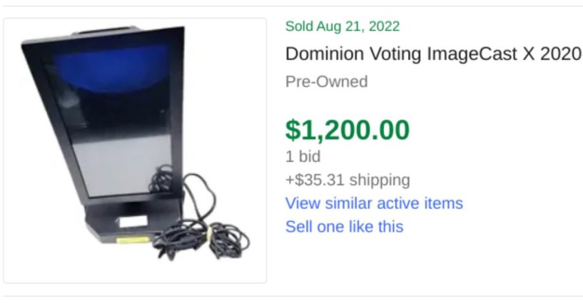 the Dominion Voting machine sold on eBay