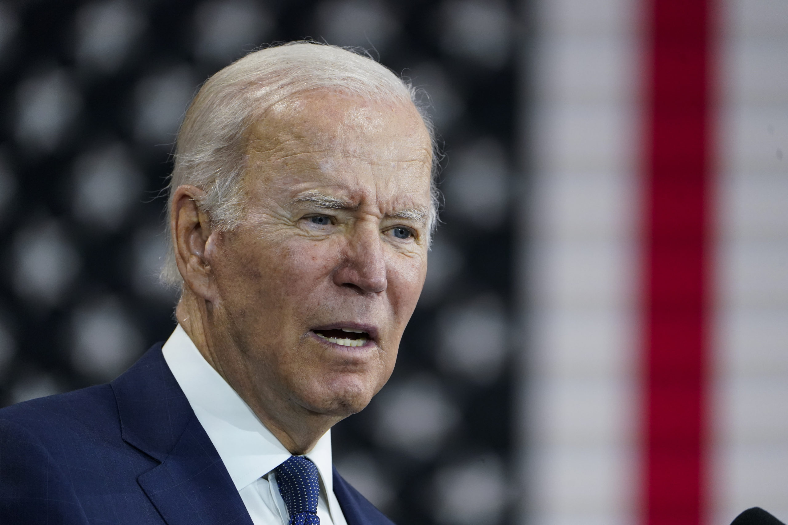 President Joe Biden speaks at the Volvo Group Powertrain Operations plant in Hagerstown, Maryland, on Friday. His comments the night before about nuclear “Armageddon” sent the White House scrambling for explanations on Friday.