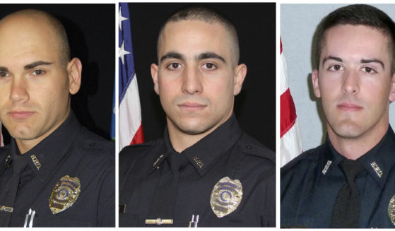 Sgt. Dustin Demonte, left, Officer Alex Hamzy, center, and Officer Alec Iurato were reportedly ambushed while responding to a 911 call Thursday. Iurato was hit by a bullet but returned fire and killed the suspect Demonte and Hamzy were killed in the attack.
