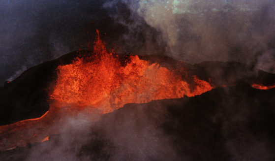 Molten rock flows from Mauna Loa on March 28, 1984, near Hilo, Hawaii. The volcano most recently erupted that year and has erupted 33 times since 1843.