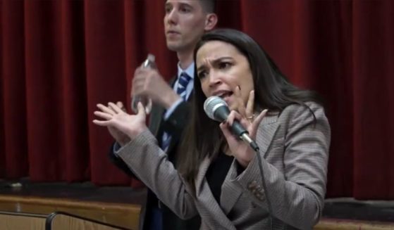 Democratic Rep. Alexandria Ocasio-Cortez speaks during a town hall in New York City.