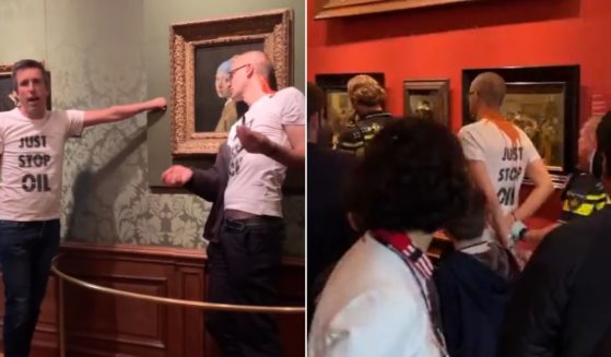 Two protesters were arrested after attempting to deface Johannes Vermeer’s masterpiece “Girl with a Pearl Earring" at the Mauritshuis, a museum in The Hague, Netherlands.