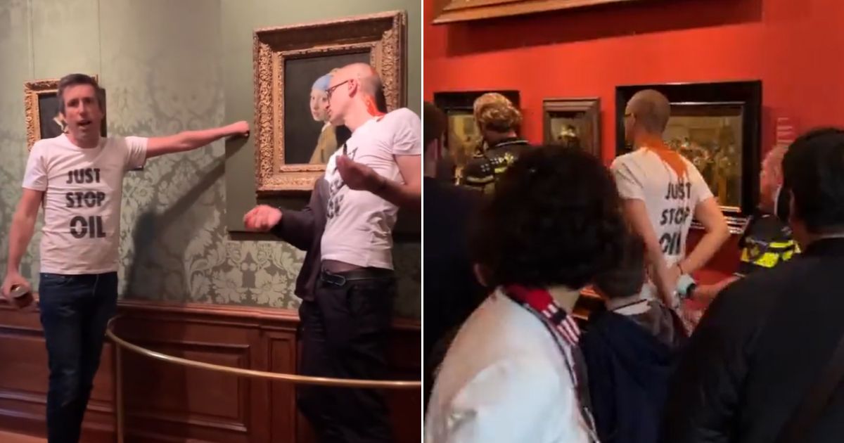 Two protesters were arrested after attempting to deface Johannes Vermeer’s masterpiece “Girl with a Pearl Earring" at the Mauritshuis, a museum in The Hague, Netherlands.