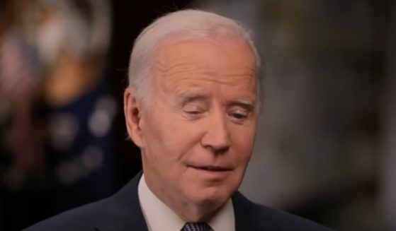 President Joe Biden pauses during an interview with MSNBC.