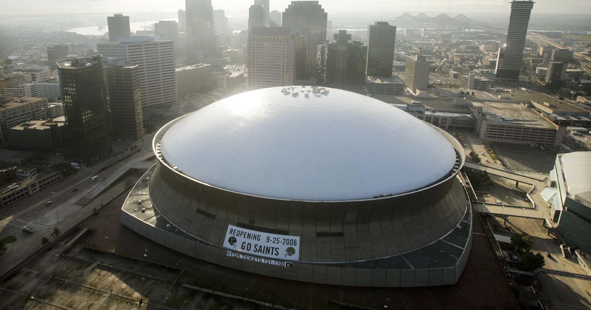 Caesars Superdome - home of the News Orleans Saints - in New Orleans, Louisiana, is repaired after Hurricane Katrina.