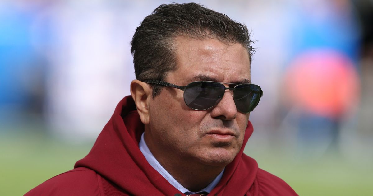 Dan Synder - owner of the Washington Commanders, then-Washington Redskins - watches the game between his team and the New York Giants at MetLife Stadium in East Rutherford, New Jersey, on Oct. 28, 2018.