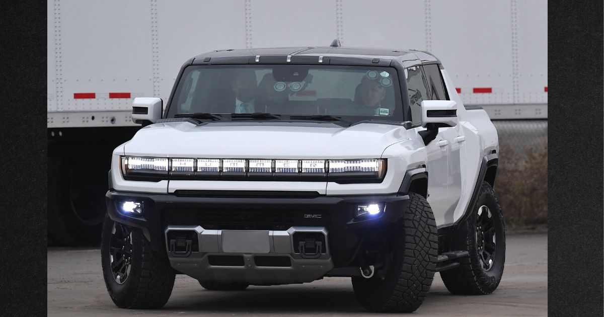 An electric Hummer is seen at General Motors Factory Zero in Detroit, Michigan, in a file photo from November 2021.
