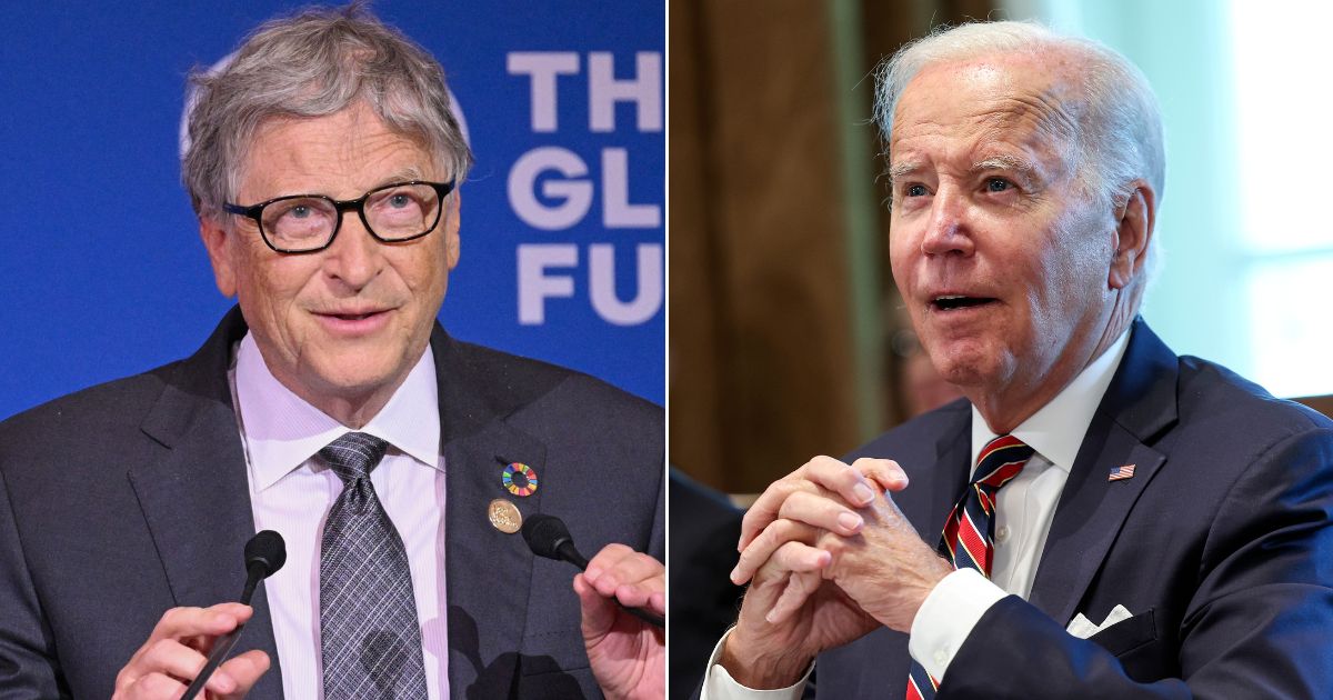 At left, Bill Gates speaks during the Global Fund Seventh Replenishment Conference in New York on Sept. 21. At right, President Joe Biden speaks during a Cabinet Meeting at the White House in Washington on Sept. 6.