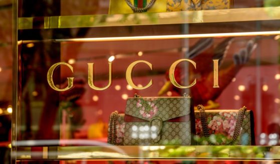 A window display of handbags is seen at a Gucci store in Singapore.