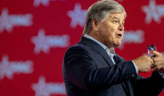 Sean Hannity, seen in a file photo from August, received a surprise award during his show Thursday while broadcasting from Florida.