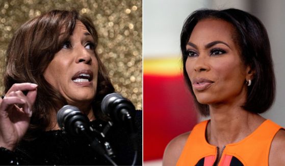 Fox News host Harris Faulkner, right, addressed comments by Vice President Kamala Harris, left, regarding aid to those affected by Hurricane Ian.