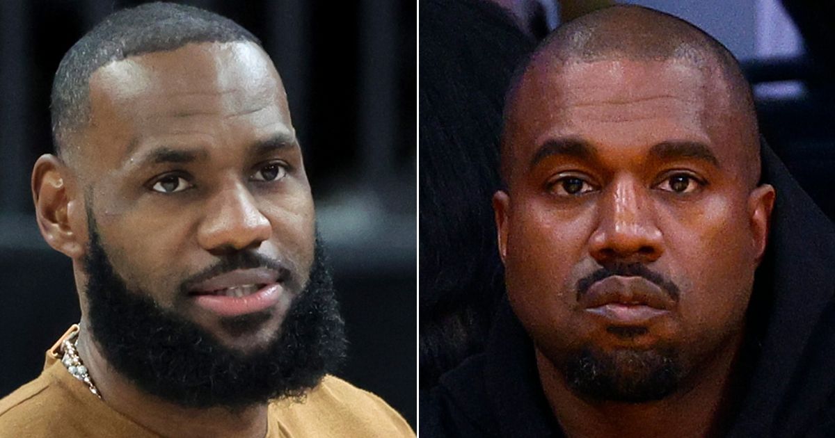 A podcast produced by LeBron James, left, will not air an interview with Kanye West, right, because of "dangerous" statements allegedly made by West, according to a news report.