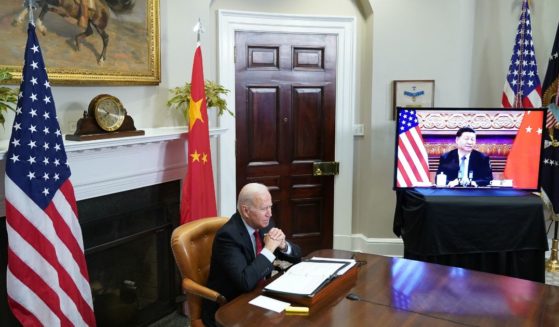 U.S. President Joe Biden meets with Chinese President Xi Jinping during a virtual summit at the White House in Washington, D.C., on Nov. 15, 2021.
