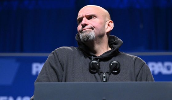 John Fetterman speaks at a reception for the Pennsylvania Democratic Party in Philadelphia on Friday.
