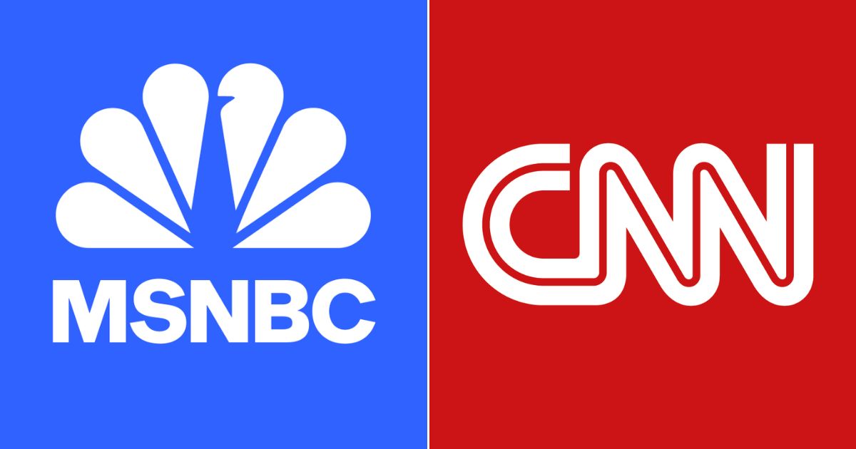 The logos from liberal networks MSNBC and CNN.