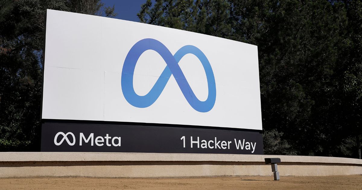 A Meta sign is seen at the company headquarters in Menlo Park, California, on, Oct. 28, 2021.