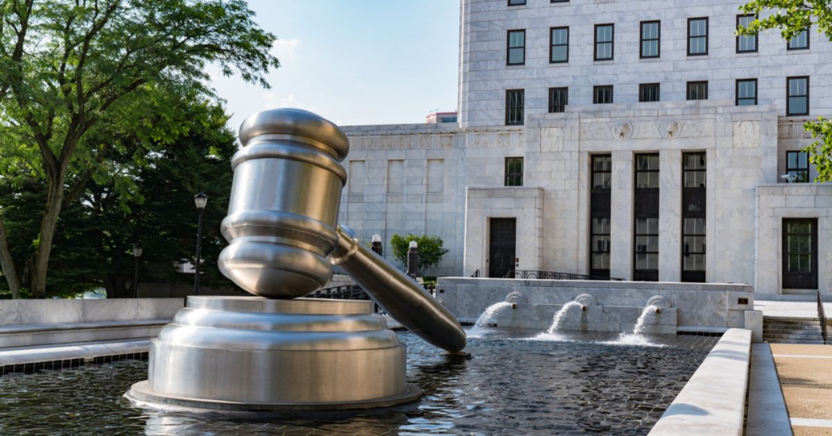 A gavel sculpture is seen in front of the Ohio Supreme Court in the above stock image.
