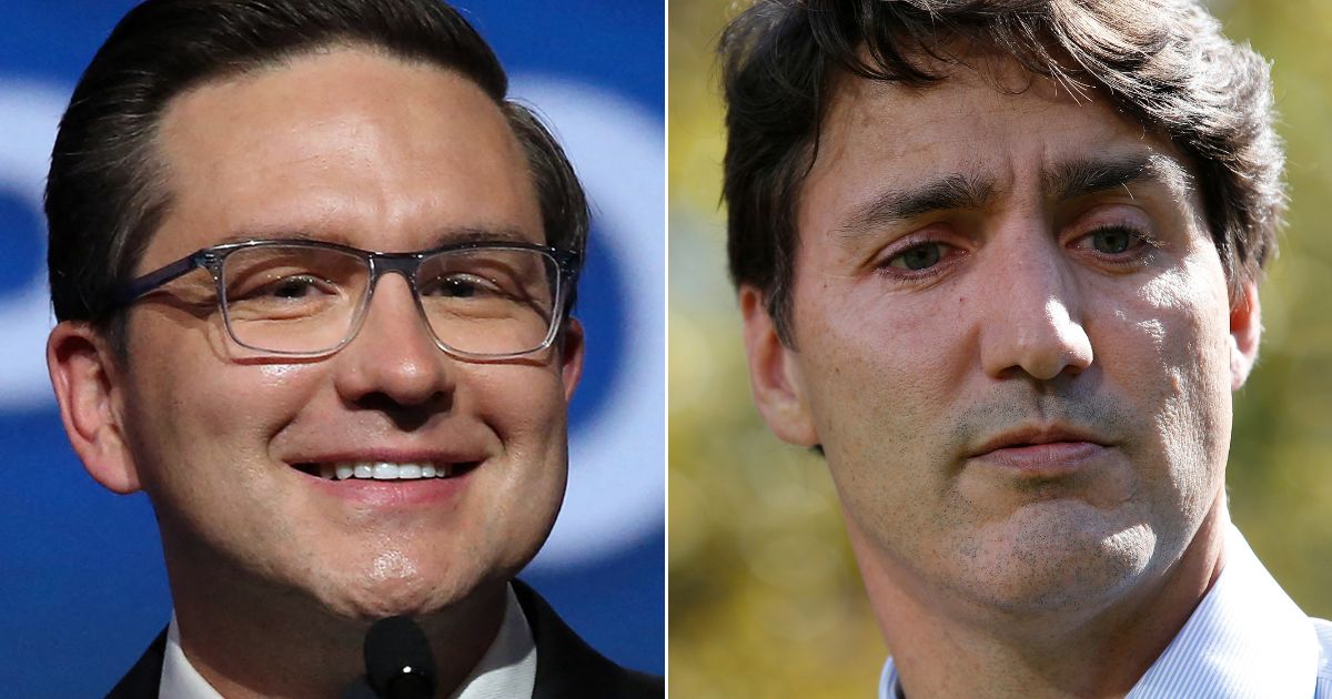 Canada Conservative Party leader Pierre Poilievre, left, called out Prime Minister Justin Trudeau for his frequent use of a private jet while decrying climate change.