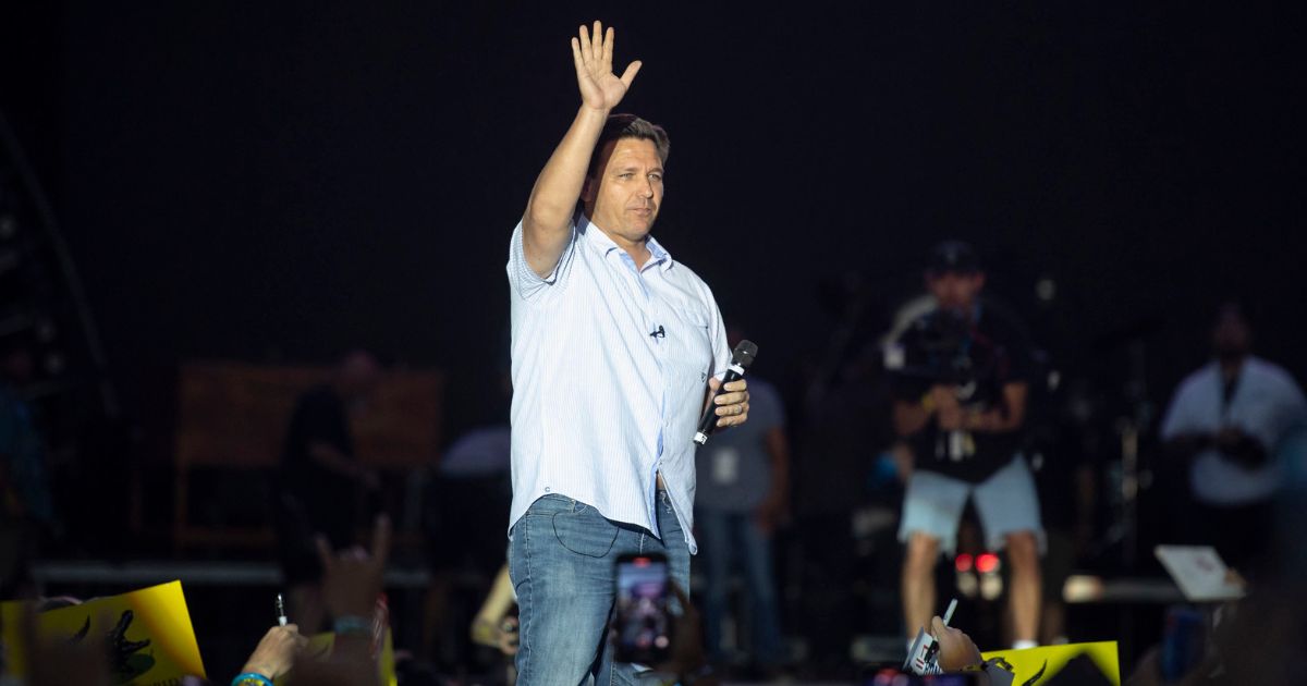 Florida Gov. Ron DeSantis, seen in a file photo from June, made a splash at a Lynyrd Skynyrd concert over the weekend.