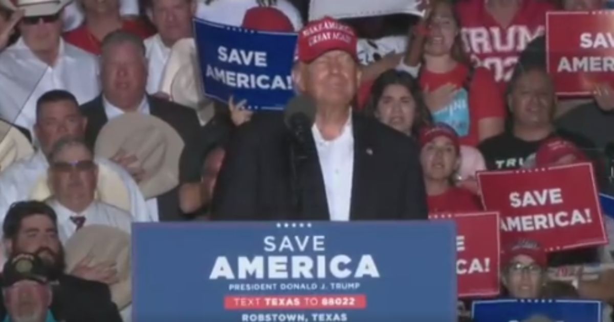 During former President Donald Trump's "Save America" rally on Saturday, the audience began singing "The Star-Spangled Banner."