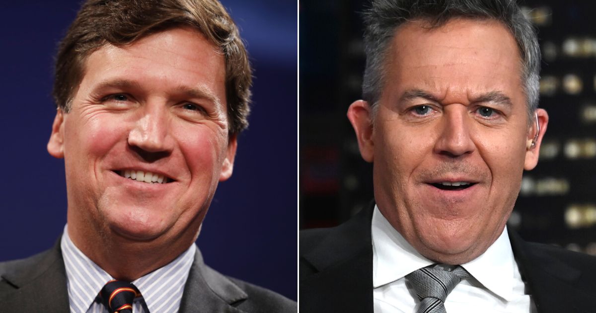 Fox News hosts Tucker Carlson, left, and Greg Gutfeld continue to dominate their cable news competition, even in the highly coveted 25-to-54 demographic.